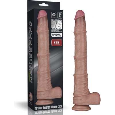 Lovetoy Dual Layered Bendable Silicone Cock XXL 16" Flesh