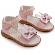 PE1 Wistala sandále s mašlí zapínání na suchý zip růžové