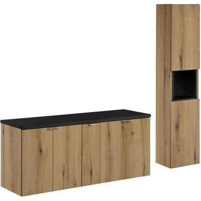 Comad Koupelnová sestava Nova Oak II se skříňkami 140 cm dub evoke/černá