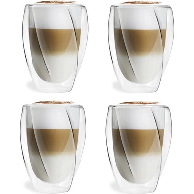 Design Vialli CRISTALLO dvojstenné poháre na kávu latte a čaj 25493 4 x 300 ml