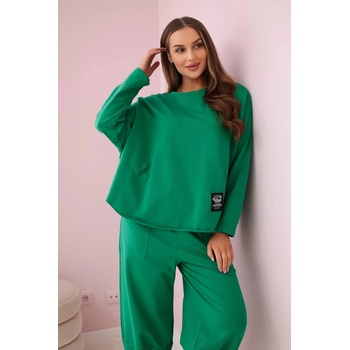 Bavlněná mikina kalhoty set zelený