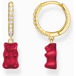 Thomas Sabo CR726-414-10 Gold single hoop earrings w. red Goldbears , Жени