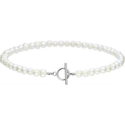 Manoki Perlový choker náhrdelník - chirurgická ocel, sladkovodní perla X-WA512/45 Stříbrná