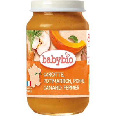Babybio Био плодово-зеленчуково пюре Babybio - Патешко месо, плодове и зеленчуци, 8 м+, 200 g (3288131500645)