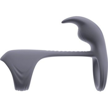 Beau Coeur Vylor - пръстен за пенис и тестиси с клитор стимулатор (сив)