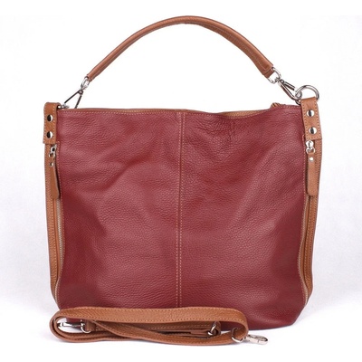 Dámská kožená kabelka na rameno i crossbody 7733 vínovo-hnědá