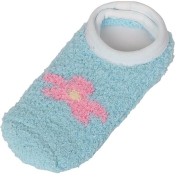 Светлосини детски терлици от букле с цвете