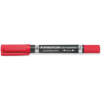 STAEDTLER Алкохолен маркер, 0, 6/1, 5 мм, коничен, с два края, STAEDTLER "Lumocolor duo 348", червен 348-2 (348-2)