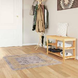 vidaXL Каса за килим MARSA Сиво 100 x 100 cm Полиестер и PVC (42023358)