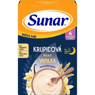 Sunar mléčná kaše Krupicová vanilka 210 g – Sleviste.cz