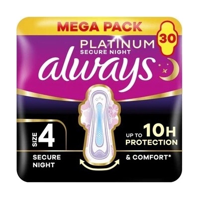 Always Platinum Hygienické vložky Secure Night Veľkosť 4 30 ks