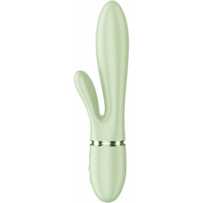 Satisfyer Rabbit Pearl Bunny 2 Light Green dvojitý silikonový s rotujícími perličkami