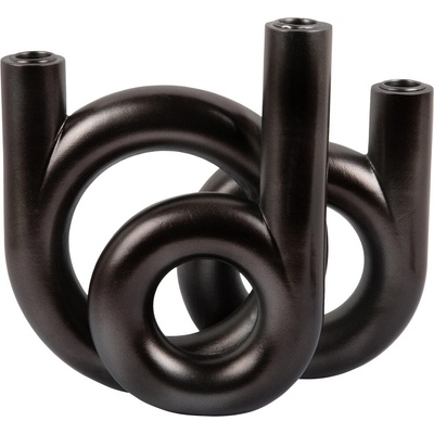 present time Svícen RINGS na 3 svíčky, černý šedá
