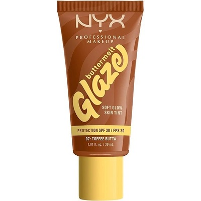 NYX Professional Makeup Buttermelt Glaze Soft Glow Skin Tint SPF30 rozjasňující make-up s uv ochranou 07 Toffee Butta 30 ml