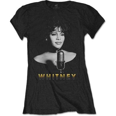 Whitney Houston Black & White Photo Black M Дамски Риза (WHITTS01LB02)
