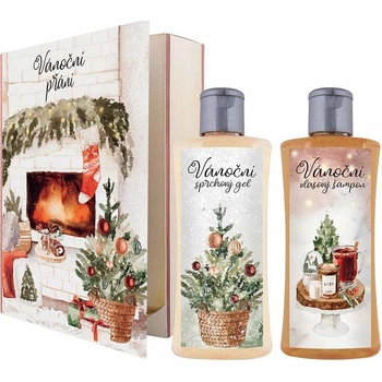 Bohemia Gifts Vánoční přání sprchový gel 250 ml + šampon na vlasy 250 ml kniha dárková sada