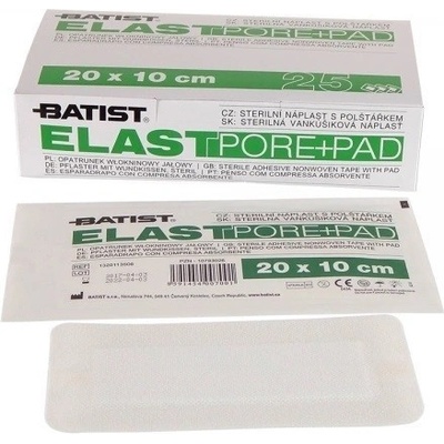 Batist Elastpore+Pad Sterilné krytie na rany 10 x 20 cm 25 náplastí s vankúšikom