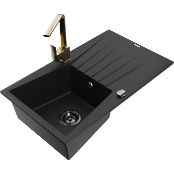 Mexen Cesar гранитна мивка с 1 отделение, с отцедник и кухненски смесител (6514-77-670300-50-B)
