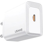USAMS Зарядно устройство USAMS T69 за захранване от мрежата с гнездо Type-C 20W, бързо зарядно устройство 3.0, FEHÉR CC325TC01 (CC325TC01)