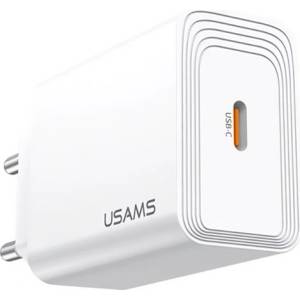 USAMS Зарядно устройство USAMS T69 за захранване от мрежата с гнездо Type-C 20W, бързо зарядно устройство 3.0, FEHÉR CC325TC01 (CC325TC01)