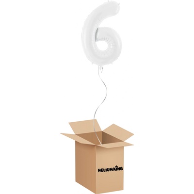 HeliumKing Balónový box Narodeninové číslo 6 biely 86 cm