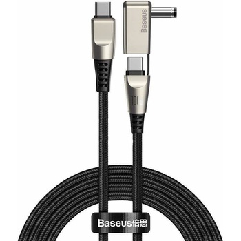 Baseus Flash Series 2-in-1 USB-C & DC (5.5 x 2.5mm) 100W Cable (CA1T2-D01) - USB-C кабел с допълнителен адаптер за лаптопи и бързо зареждане на устройства с USB-C порт (200 см) (чере