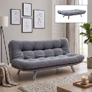 TopMebel Тапициран троен разтегателен диван-легло Hippo TopMebel в сив цвят 180x87x85cm
