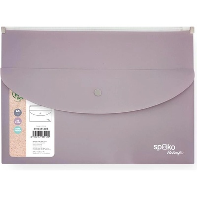 Spoko ReLeaf obálka se zipem a kapsa s drukem A5 SoftTouch fialová – Zboží Živě