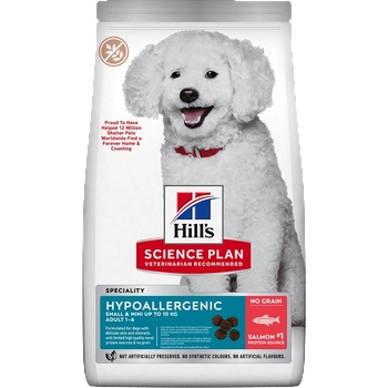Hill's Hill's Science Plan Canine Hypoallergenic Small & Mini Adult - хипоалергенна суха храна за кучета от дребни и мини породи от 1 до 6 години със сьомга - 1.5 кг