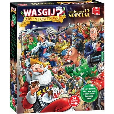 JUMBO Puzzle WASGIJ Adventní kalendář: Vánoční TV speciál 24x54 dílků