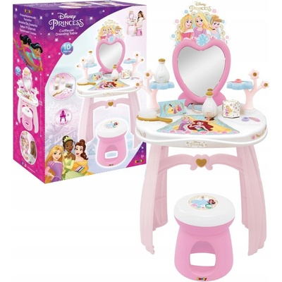 Kozmetický stolík Disney Princess 2in1 Hairdresser Smoby a stolička