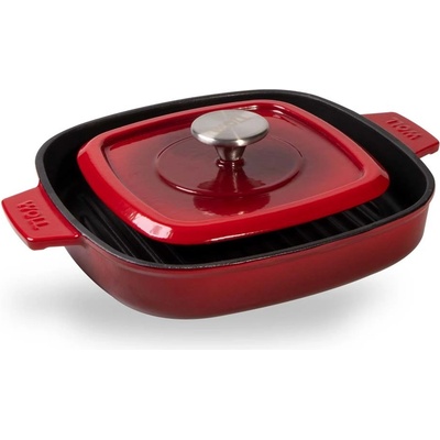 Woll Grilovací pánev Iron na indukci s poklicí 28 cm červená