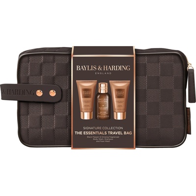 Baylis & Harding Black Pepper & Ginseng sprchový gél 100 ml + šampón 50 ml + umývací gél na tvár 50 ml + kozmetická taška