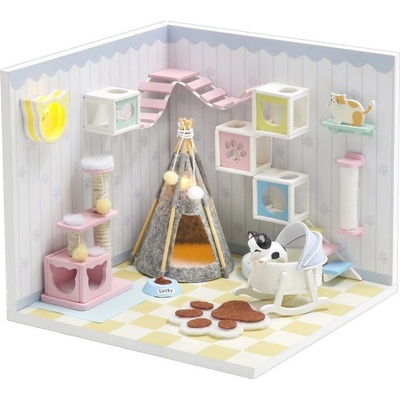 Dvěděti miniatura domečku Domov kočičky Mňau
