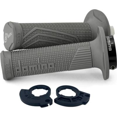 gripy LOCK-ON D100 (offroad) dĺžka 125/130 mm (2 vačky), DOMINO (šedé)