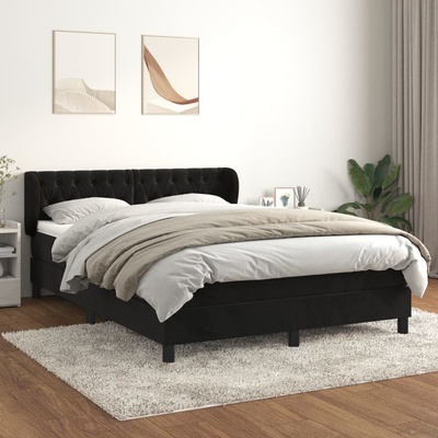 Petrashop 3127669 Boxspring postel s matrací černá samet Černý