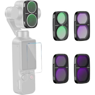 NEEWER CPL + ND Filter Set Compatible with DJI Osmo Pocket 4P Only, Circular Polarization Filter Gray Filter (ND16 + ND64 + ND256) Gimbal Action Cam Lens Filter Screen Protector Photography Accessories - FL-P21