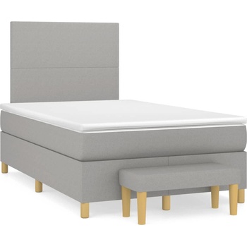 vidaXL Боксспринг легло с матрак, светлосиво, 120x190 см, плат (3270390)