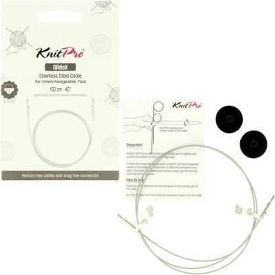 Knitpro GlideX oceľové lanko na ihlice 76cm