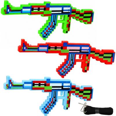 LEAN Toys Pikselová puška světla zvuky zelená 39 cm