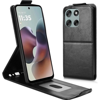 Motorola Вертикален Кожен Калъф за Motorola Moto G56 5G - Флип, Магнитен, Стойка, Слот за Карта, Вкл. Протектор - 4 Цвята