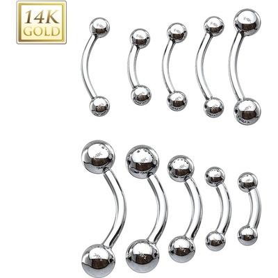 Šperky4U zlatý piercing do obočí kuličky ZL01107-1208-WG