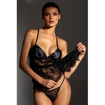 Gatta Bodywear Секси дантелена нощница с прашки в черен цвят bettyeh-68573-black - Черен, размер s