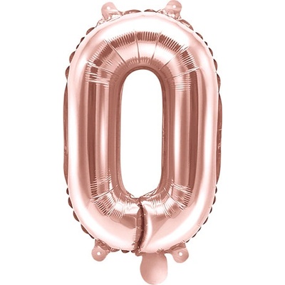 PartyDeco Fóliový balón Mini Číslo 0 ružovo zlatý