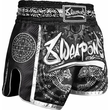 8 Weapons Fairtex Muay Thai šortky Carbon SAK YANT TIGERS čierna/biela