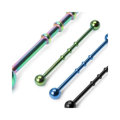 Šperky eshop piercing do ucha anodizovaný se třemi výčnělky I11.4 zelená