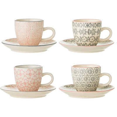 Bloomingville Чаши на столче за еспресо Cécile с чинийки 4 бр (21100645)