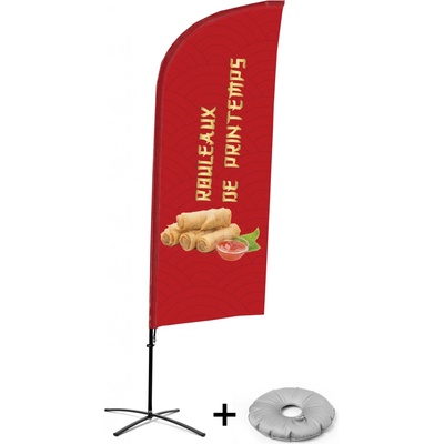 Jansen Display Kompletní sada reklamní vlajky ve tvaru křídla, Jarní závitky, francouzština Křížová Základna, 1273 x 3030 mm