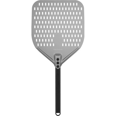 TECHNICA Černá, perforovaná lopata na pizzu z anodového hliníku s hliníkovým úchytem, čtvercová, 310x355x660 mm | TECHNICA, Pizza Line