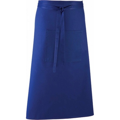Premier Workwear Keprová dlouhá barmanská zástěra s velkou kapsou modrá královská Pantone 286 90x80cm PW158